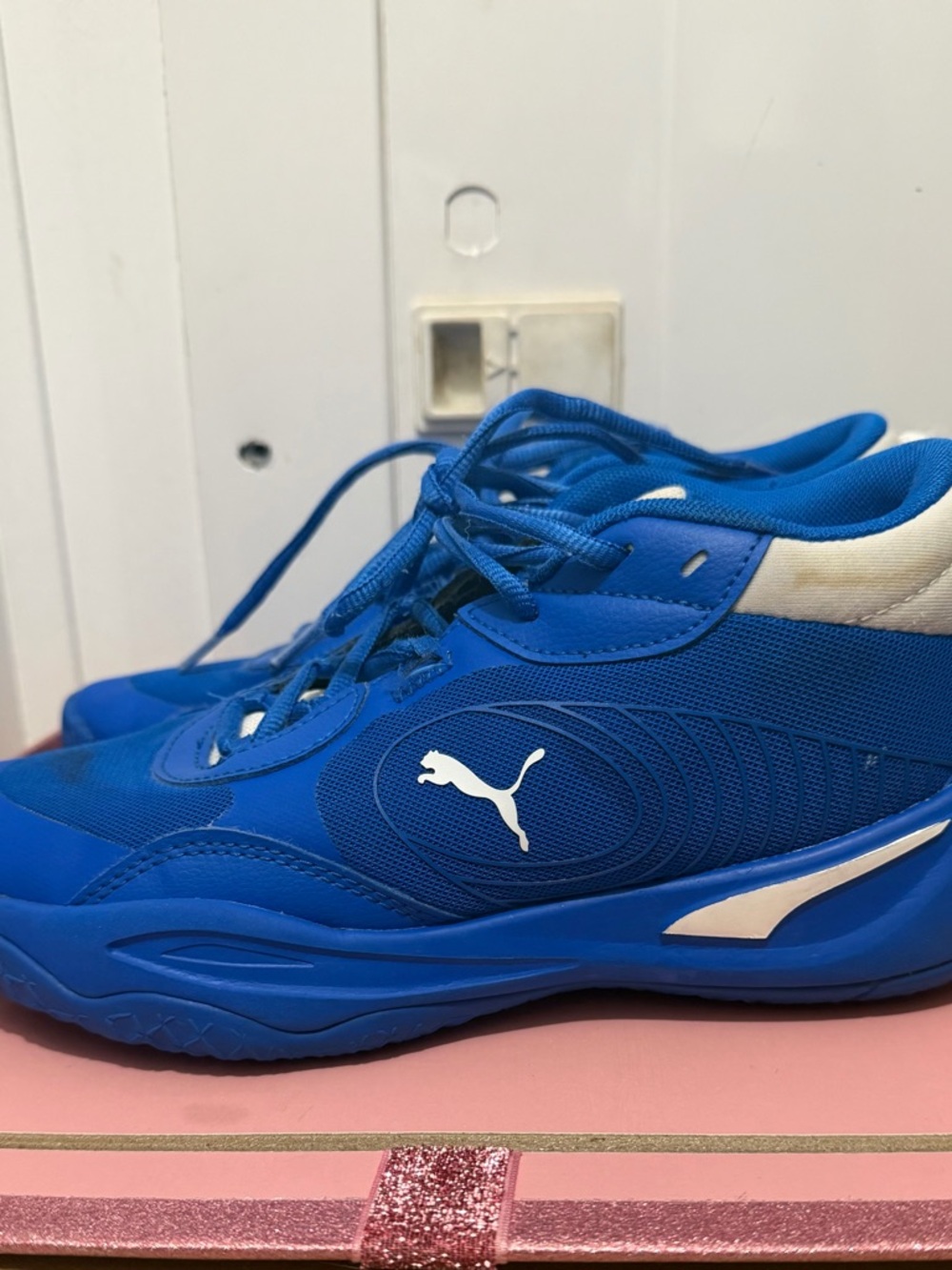 Puma Royal Blue Mesh Trainers with White Logo